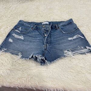 Zara Blue Distressed Jean Shorts